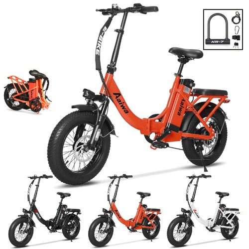 E-bkie Fat Tire 16" x 3.0 Folding Electric Bike 36V 13Ah 1100W Peak Power Adult - Picture 1 of 27