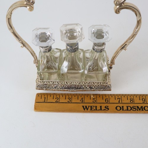 Sterling Cruet Caddy Set German Open Work Repousse Floral 800 / 23 - Picture 24 of 24
