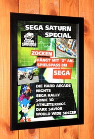 Sonic 3D Blast Die Hard Arcade Sega Saturn Vintage Promo Poster / Ad Page Framed