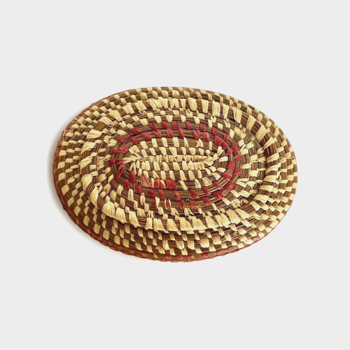 Vtg Hand Woven Native American Coushatta Basket with Lid, 7+" x 5" x 3+" - Picture 1 of 11