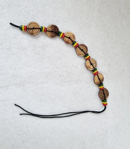 Wood Reggae Rasta Jamaica Bracelet Cord Unisex Adjust Size Coconut Beads Unisex - Picture 11 of 21