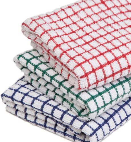 Pack of 12 Terry 100% Cotton Tea Towels Set Dish Kitchen Cloths Cleaning Drying - Picture 10 of 12