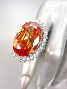 STUNNING-Chunky-Champagne-Brown-Topaz-CZ-Crystal-CZ-Crystals-Oval-Cocktail-Ring