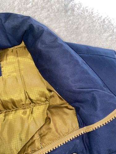 North Face Down Puffer Vest Men XL Snap Front Navy Blue Tan Nuptse Vintage Style - Picture 19 of 19