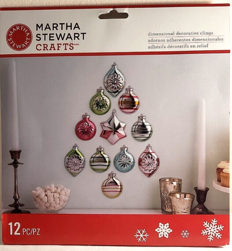 MARTHA STEWART CRAFTS 12pc Merry & Bright Ornament Dimensional Decorative Clings - Picture 1 of 3