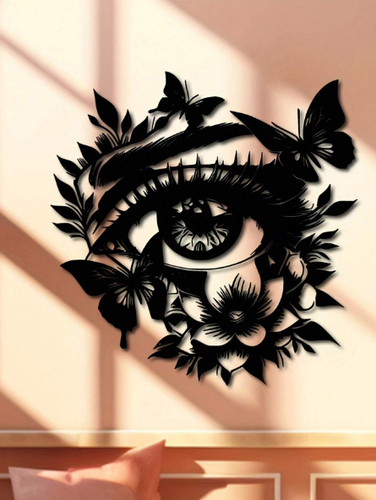 Eye With Butterflies Floral Metal Wall Art Wall Hanging Ornament Home Decoration - Picture 7 of 12