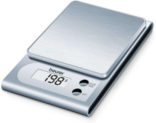 Beurer KS22 Küchenwaage, max. 3kg, Tara-Zuwiegefunktion, Abschaltautomatik, silb