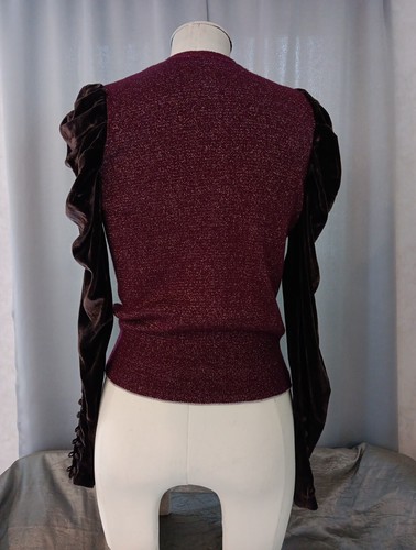 Free People blouse Top sweater shimmering purple Lurex metallic velvet tunic XS - Picture 5 of 5