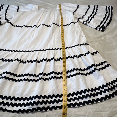 Lisa Marie Fernandez Women's RIC Rac Flare Sleeve Dress White Black Medium Boho - Picture 14 of 14
