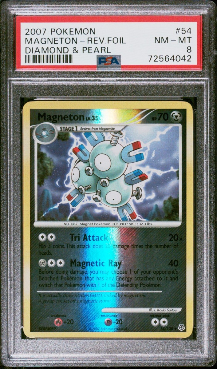 Pokemon Card Magneton 54/1130 Reverse Holo Diamond & Pearl PSA 8