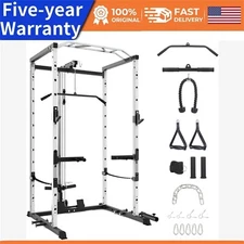 ✔️1600LBS Power Cage with LAT Pulldown Multi-Functional Power Rack W/Cable Pulle