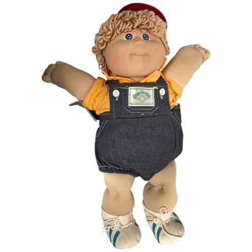 De colección 1985 Cabbage Patch Kid CPK Coleco Bebé Muñeca Niño Mono Rubio Gorra Roja - Imagen 5 de 9