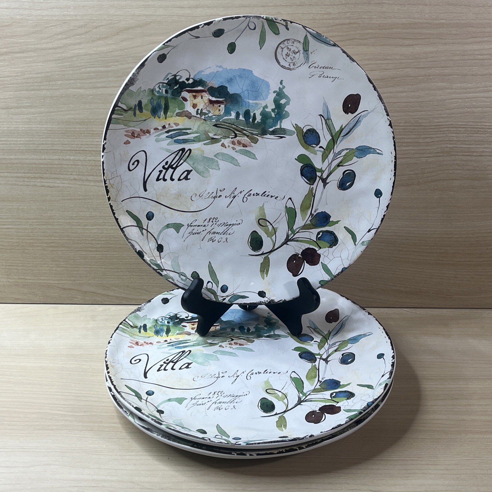 Dash Of That Villa Olives 11'' Ceramic Dinner Plates By Julie Paton - Set Of 3