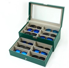 Leather Sunglasses Glasses Storage Case Display Shop Box 12 Grids UK Seller