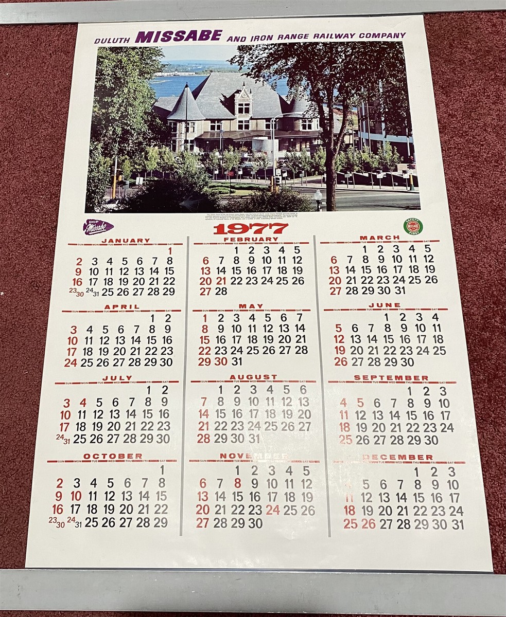 1977 Duluth Missabe & Iron Range Railroad LARGE calendar Duluth Railroad  Depot | eBay