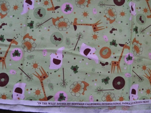 Hoffman California Fabrics Animal Print Remnant 1 yard In the wild green brown - Picture 3 of 4