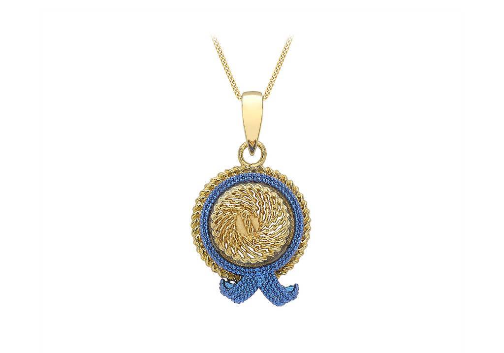 9ct Yellow gold bluee Boater Hat Pendant New 9ct Yellow gold bluee Boater Hat Pendant New