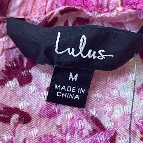 Top Corto Lulus Rosa Floral Con Cordones Manga Globo Talla M Nuevo con Etiquetas Jacquard R - Imagen 7 de 10