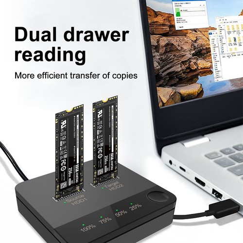 Boîtier de disque dur pour ordinateur portable double lecteur M.2 SATA Solid State Drive - Photo 8/12