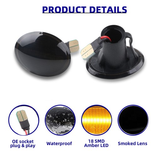 Smoke Sequential LED Side Marker Turn Signal Light For 07-19 Fiat 500 500L 500C - Picture 3 of 10