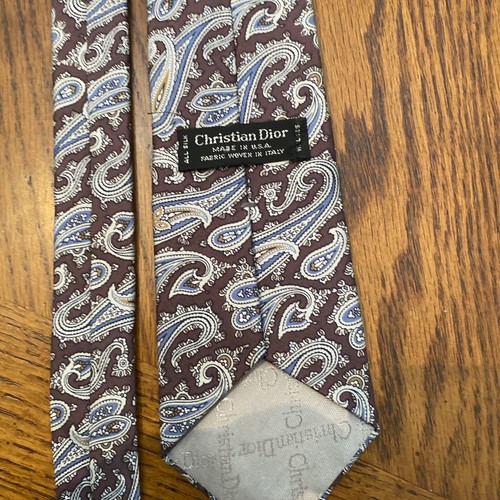 Cravatta Christian Dior tutta seta stampa paisley 56”x3” - Foto 4 di 6