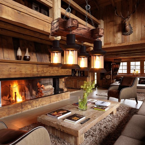 4 Lights Rustic Wood Chandelier Industrial Ceiling Lamp Hanging Pendant Lamps - Picture 13 of 15