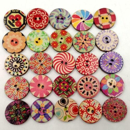 Lots 100 Wood Button Sewing 2 Holes for Scrapbook Clothing Bag Embellishment - Afbeelding 1 van 6
