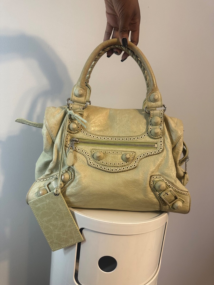 Balenciaga green motorcycle city bag work bag large olsen twins | eBay