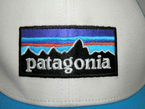 Vintage Patagonia P6 Logo Trucker Hat - Blue White 6 Panel Mesh Snapback Cap - Picture 5 of 10