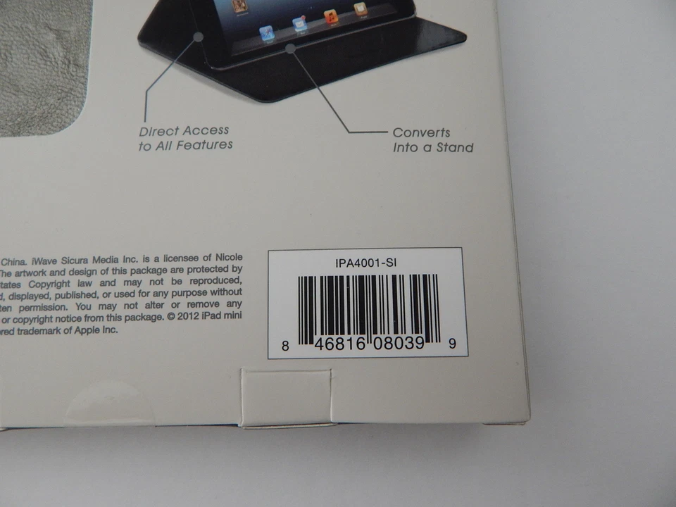 Nicole Miller Slim PortFolio Case & Stand for iPad Mini Mini2 Mini3 Silver/Black - Image 3 of 4