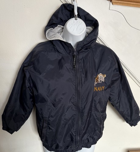 Charles River Youth Naval Windbreaker Hooded Lined Size M Embroidered Navy - Picture 7 of 16
