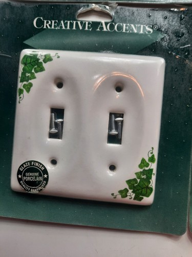 Vintage Creative Accents Ceramic Porcelain DOUBLE SWITCH PLATE OUTLET COVERS - Picture 4 of 10