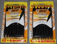36 BIC Soft Feel Retractable Ballpoint Pens 12 18 Black Ink 1.0mm Medium Point