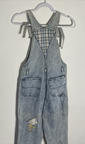 Vintage Women’s Overalls Medium 80s 90s Denim Patches Distressed - Picture 5 of 12