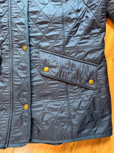 Barbour Cavalry Polarquilt Jacket Coat Winter Navy Blue Womens 14 Quilted Lined - Picture 3 of 13