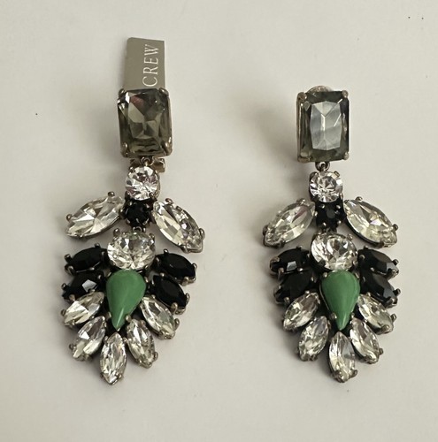 J.Crew NWT Fashion Statement Gold Crystal Flower Drop Earrings - Picture 7 of 11