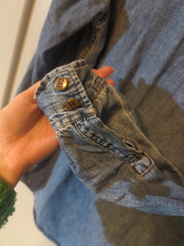 Vintage CAT Caterpillar blue denim long sleeve shirt size small - Picture 4 of 10