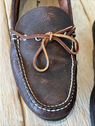 LL Bean Shoes Mens Size 12 D Brown Leather Camp Moc Boat Moccasin Loafers - Picture 7 of 10