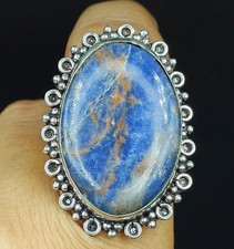 Natural Sodalite Gemstone Handmade 925 Sterling Silver Ring Size-6.5 US