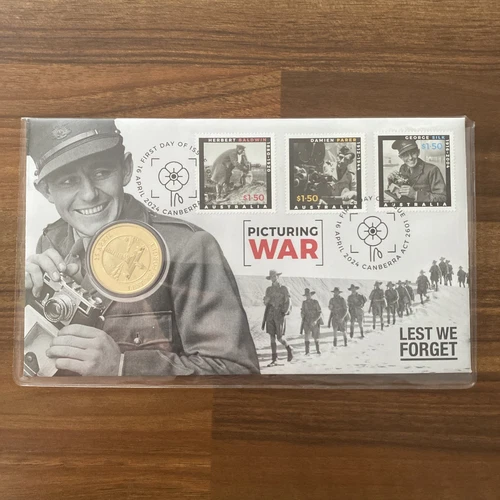 PNC Australia 2024 Picturing War Lest We Forget Perth Mint $1 Coin Stamp Aus