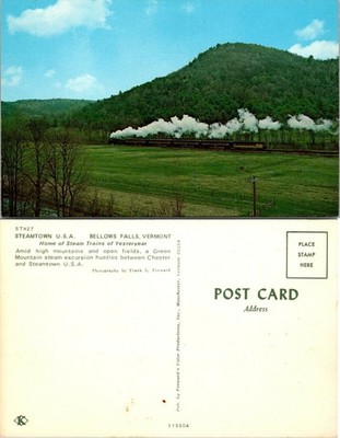 Train Railroad Steamtown USA Green Mountain Steam Excursion Vermont Postcard