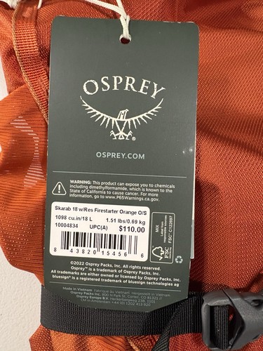 Osprey Skarab 18L Hydration Backpack With Reservoir - Firestarter Orange - NWT! - Picture 5 of 10