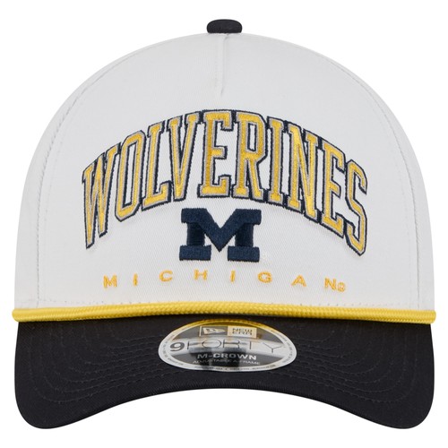 Men's New Era White/Navy Michigan Wolverines Arch Two-Tone Rope 9FORTY A-Frame - Picture 2 of 5