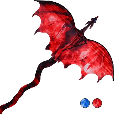 JEKOSEN Fiery Dragon 54'' Huge Kite for Kids and Adults Easy to Fly Single Lin...