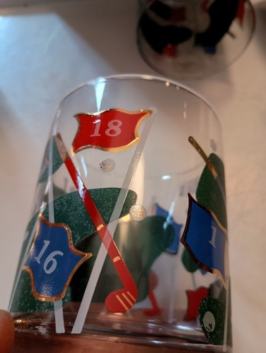 HTF Golf Culver Double Old Fashioned Themed Glasses Hand Silk Screened VGC W Box - Picture 8 of 18