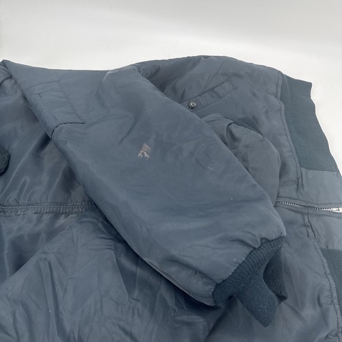 Vintage 80's Dickies Jacket Mens XL Blue Flight Bomber Fur Collar Quilt Lined - Picture 7 of 11