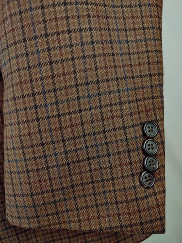 Austin Reed 40R Blue Plaid Check Brown Wool Soft Tweed Blazer Jacket Sport Coat - Picture 7 of 22
