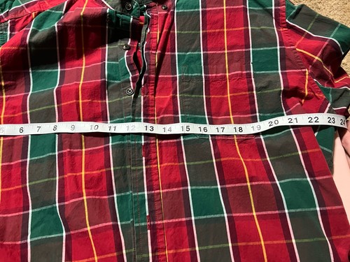 Gymboree Herren XL rot grün kariert Knopfleiste Langarm elegantes Freizeithemd - Bild 6 von 7