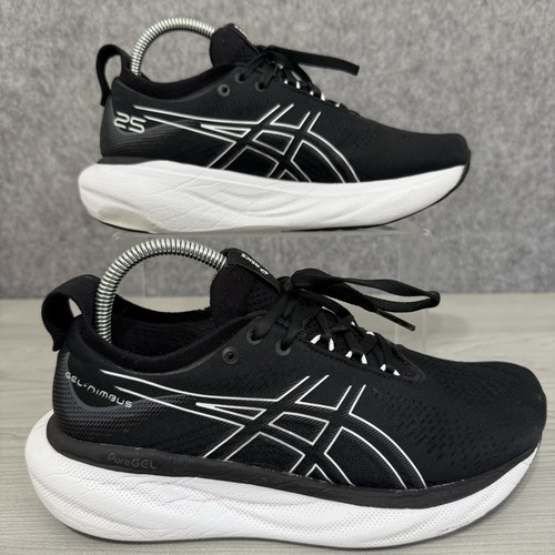 Asics Gel Nimbus 25 Black Pure Silver Running Shoes 1012B356 Women’s Size 8