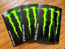 **3 PACK**Monster Energy Drink Stickers Logo Decal M Claw 3"X4"